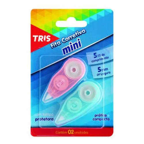 Fita Corretiva Tris 5mmx5m Mini - cartela 2 unidades