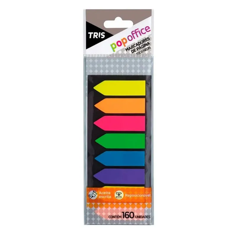 NOTAS ADESIVAS MARCADOR DE PAGINA TRIS POP T008 NEON 6 CORES 42X13MM 8BLX20UN
