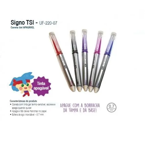 Caneta com tinta Apagável Signo TSI Uni-ball- cores sortidas/unidade