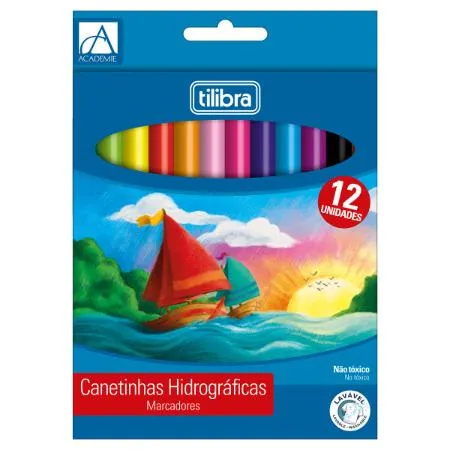 CANETA HIDROGRÁFICA ESCOLAR 1.0MM 12 CORES ACADÉMIE