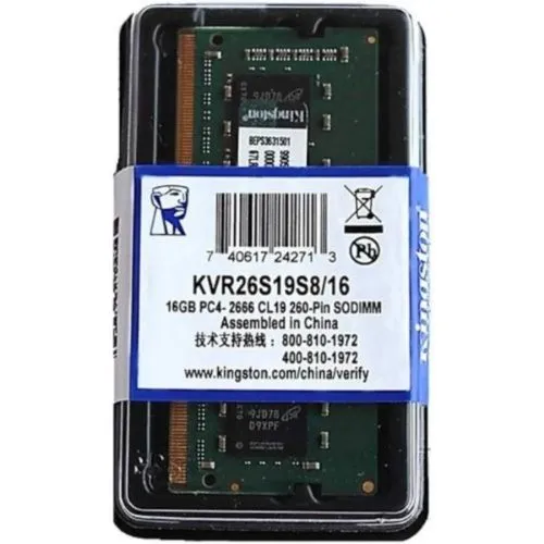 Memoria para notebook Kingston 16GB 2666MHz DDR4 - KVR26S19S8/16.