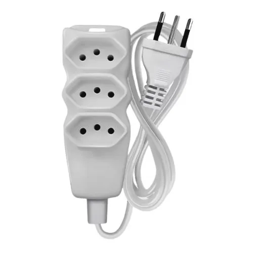 Extensão Pratik Cabo pp 2P + T 3x0,75mm 3 Tomadas 3m (Branca ou preta)