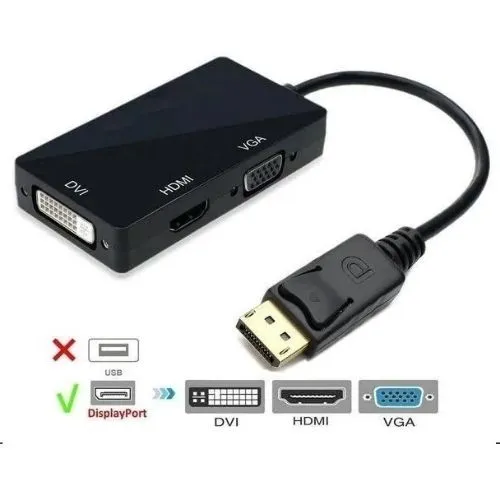Adaptador Conversor 3 Em 1 Displayport Para Dvi Hdmi Vga - FY