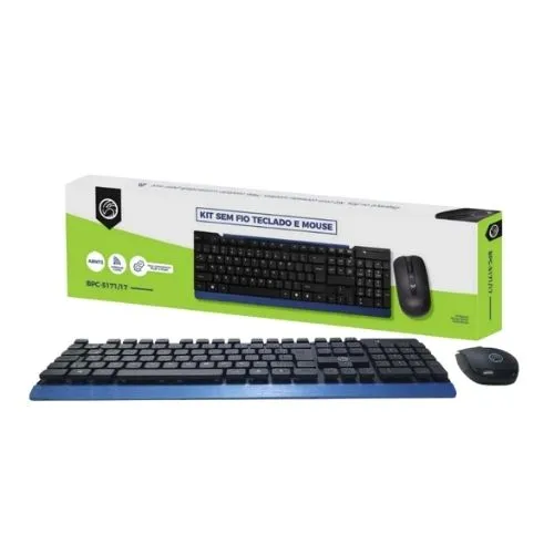KIT teclado e mouse sem fio  BRAZILPC BPC-5271/17, perfil baixo USB.