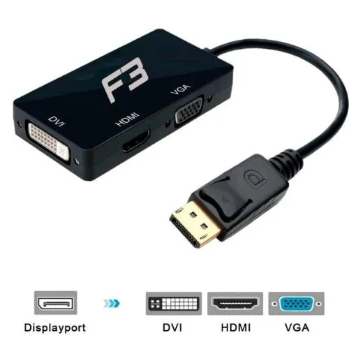 Cabo Adaptador Displayport Para HDMI/ VGA/ DVI