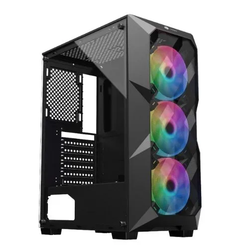 Gabinete Gamer Hayom Mid Tower, ATX, USB 3.0, 3 Fans RGB Mesh.