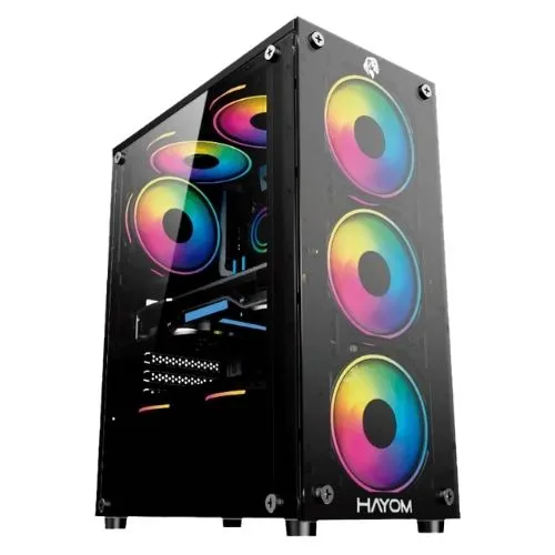 Gabinete Gamer Hayom GB1729, Mid Tower 4 coolers RGB, ATX, Lateral e Frontal em Vidro Temperado.