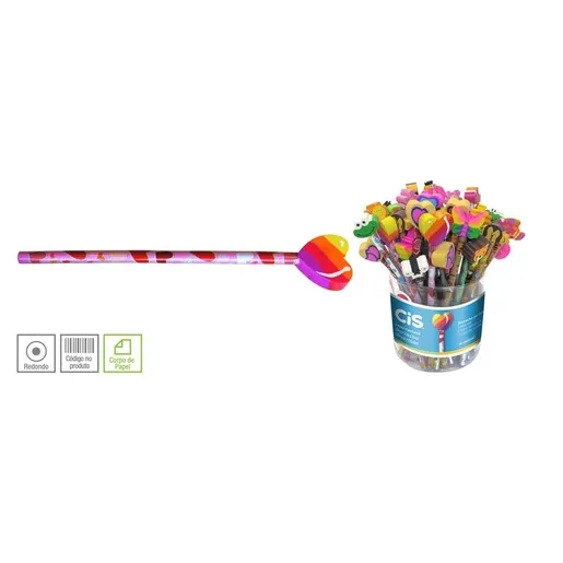 Lapis Cis Grafite Preto Com Borracha Divertida - unidade