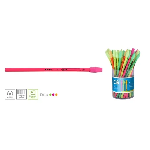 Lapis CIS Grafite Preto HB Corpo Neon com Borracha