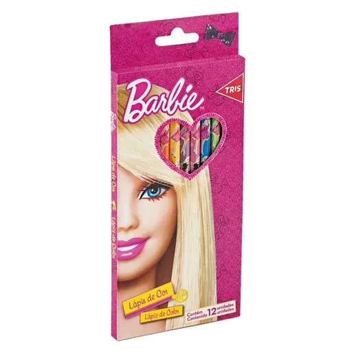 Lápis Cor Tris Barbie Sextavado 12 Cores
