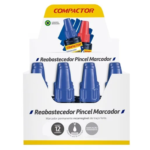 Tinta Reabastecedora Compactor Pincel Marcador Azul - unidade