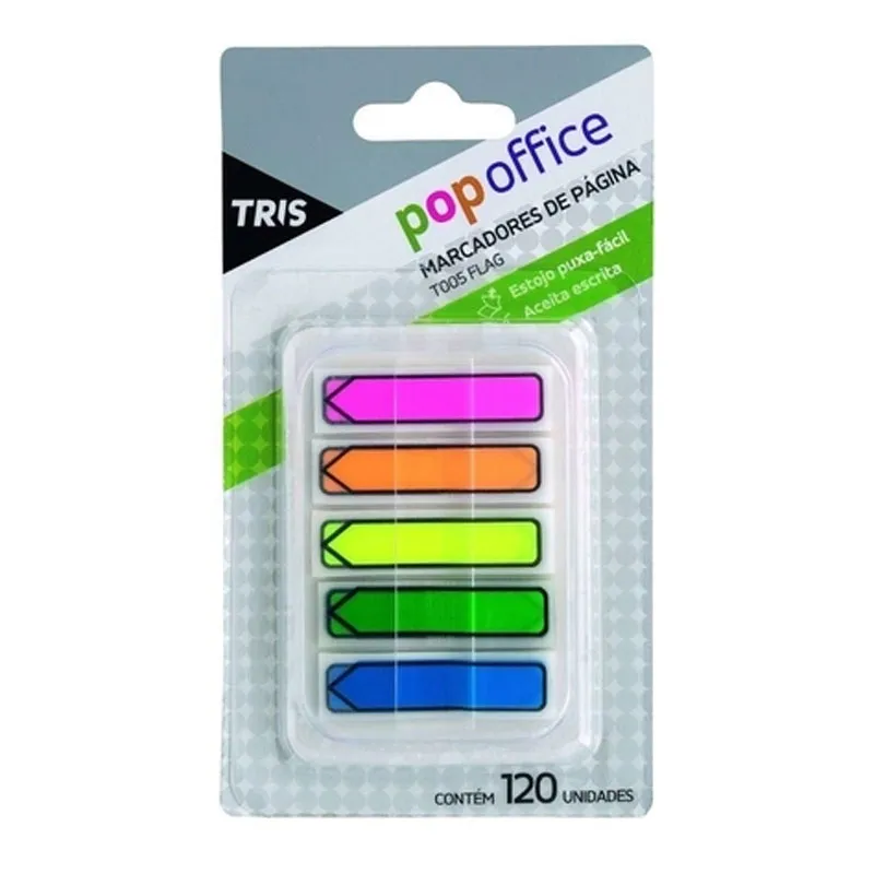 NOTAS ADESIVAS/MARCADORES DE PAGINA TRIS POP T005 FLAG 5COR 45X12MM 120 unidades