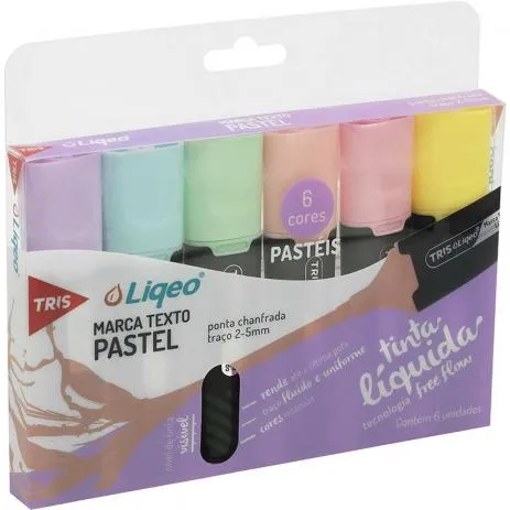 MARCA TEXTO TRIS LIQEO FLAT CORES PASTEIS - UNIDADE