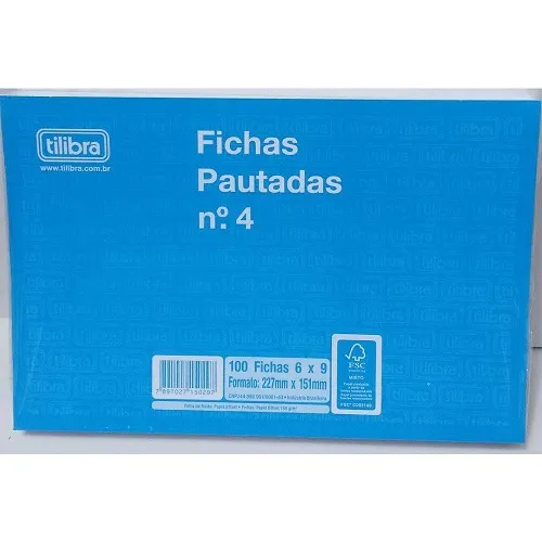 FICHA PAUTADA NÚMERO 4 - 6X9 100 FOLHAS - TILIBRA