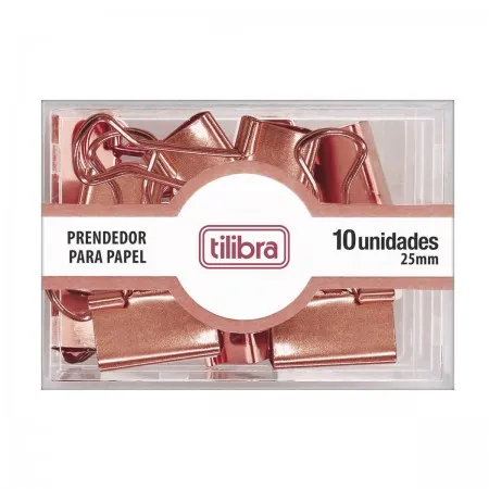 PRENDEDOR DE PAPEL 25MM OURO ROSE 10 UNIDADES