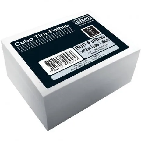 Bloco Anotação Tilibra Cubo Tira Folhas 079 X 099mm Branco 162566