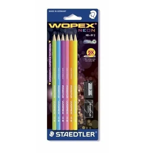 Lápis Preto Staedtler Wopex Neon Kit C/ Apontador E Borracha