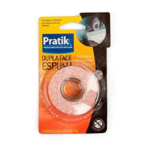 Fita Dupla Face Pratik 19mm x 2m Espuma (1,0mm)