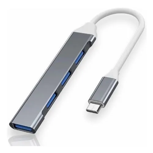 Hub USB F3 Type C Saída 4 Portas USB 3.0 Cinza