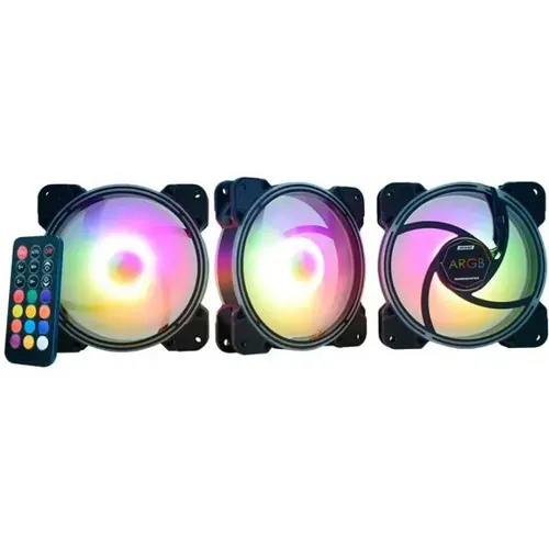 Kit Cooler K-mex Ak-aae1 Argb C/ 3 Fans 120x120x25mm + Controle Remoto - Akaae13xarp6b0x