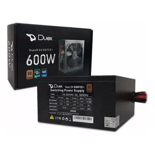 Fonte Duex 600FSE+ 600W 80 Plus Bronze PFC Ativo.