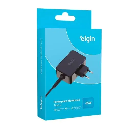 Fonte Carregador Universal Elgin para Notebook 65W Tipo USB-C