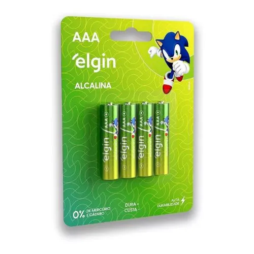 Pilha AAA 1,5V Elgin Alcalina Blister 4 unidades