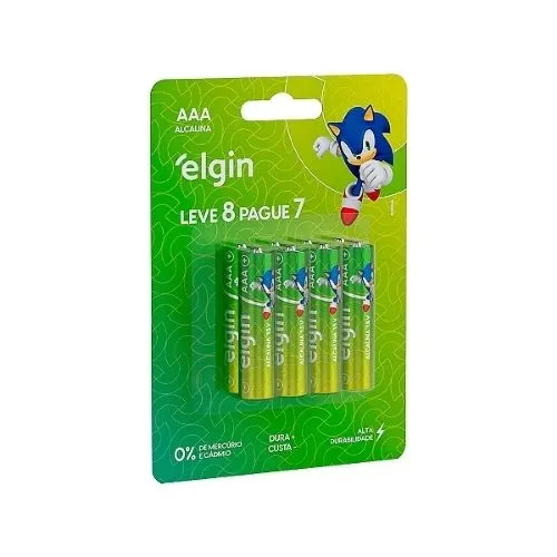 Elgin Energy Pilha Alcalina AAA LR3 1.5V, 8 unidades.