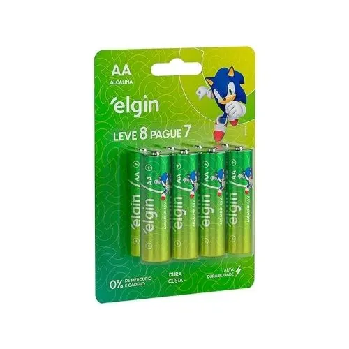 Elgin Energy Pilha Alcalina AA LR6 1.5V, 8 unidades.