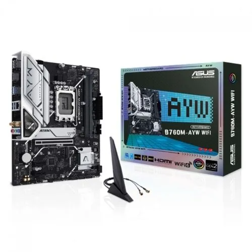 Placa mãe Asus B760M-AYW WIFI II, chipset B760 Intel LGA 1700, mATX DDR5 - 90MB1FK0-M0EAY0.
