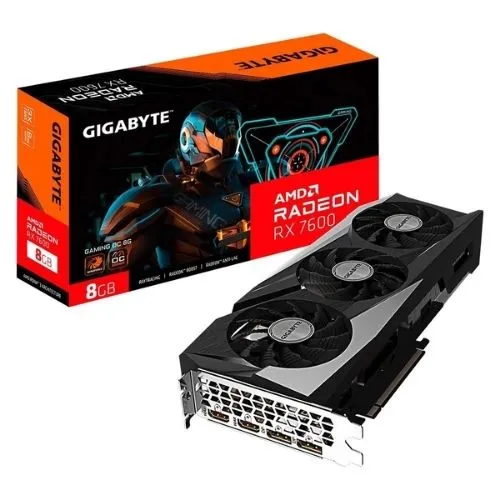 Placa de Vídeo RX 7600 Gigabyte OC 8G GDDR6 AMD Radeon 128bits RGB - GV-R76GAMING OC